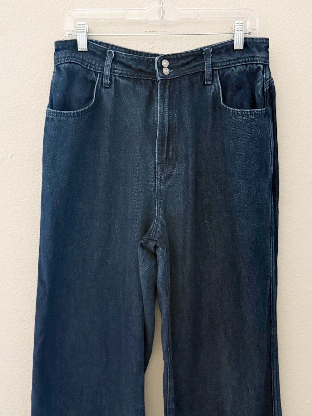 7 For All Mankind Modern Dojo Wide Leg Trouser Jeans 32 Dark Denim Minimalist - Picture 6 of 12
